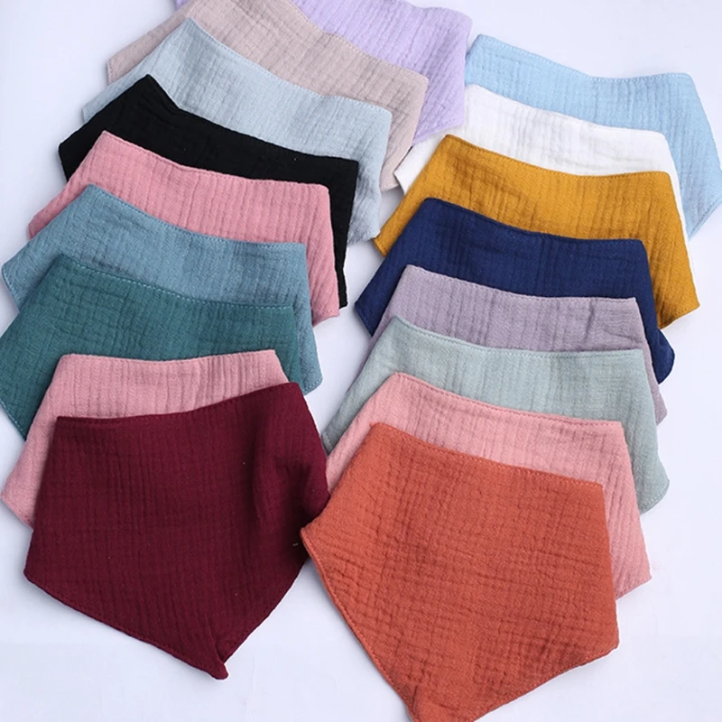 Babero de algodón para bebé recién nacido, triángulos de colores sólidos, bufanda para alimentación, Saliva, pañuelo de toalla, paño para eructar, regalos de ducha para niño y niña