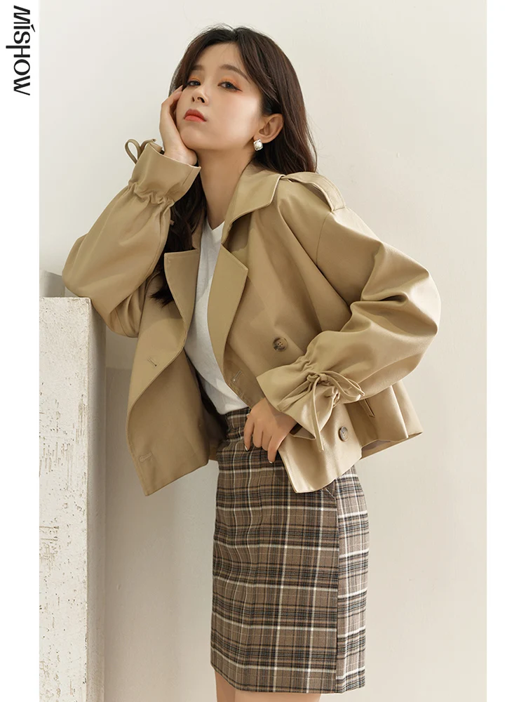 MISHOW 2020 Autumn Winter Trench Coat For Women Short Windbreaker Thin Jacket With Belt Female Outwear Tops MX20C7225