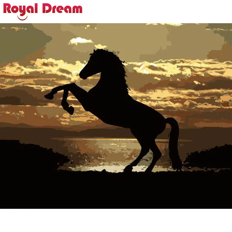 

The setting sun is horse DIY Painting By Numbers Kits Coloring Paint By Numbers Modern Wall Art Picture Gift