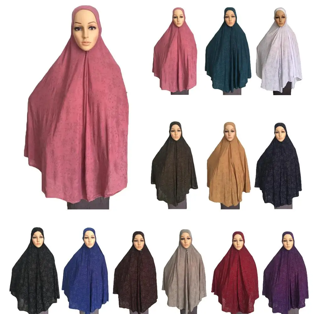 Ramadan Khimar Muslim Hijab Prayer Garment Scarf Women Abaya jilbab Overhead Long Shawl Crystal Hemp Islamic Clothing 2020 | Тематическая