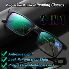 Анти-синий светильник очки Пресбиопия очки прогрессивные Мультифокальные линзы компьютерные очки+ 1+ 1,5+ 2+ 2,5+ 3+ 3,5+ 4