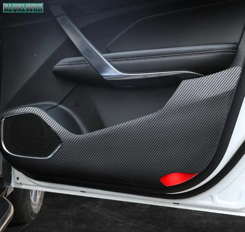 

Door Anti Kick Pad Protection Mat Carbon Fiber leather car Accessories for great wall wingle 7 2018 2019 2020 2021 2022