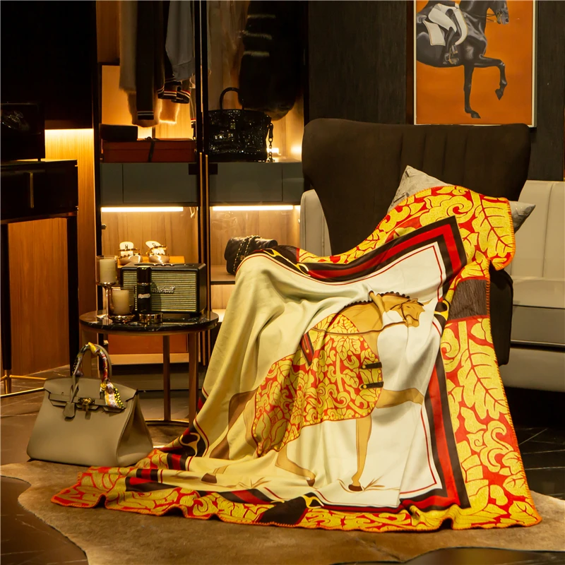 Дворец Классический роскошный одеяло мягкий флис бархат диван броски цифровой печати фланель украшение дома 3 размера
