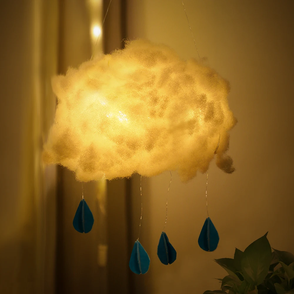 DIY ручной работы милое хлопковое облако Форма светильник подвесной светодиодный