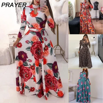 

Elegant Summer Women Maxi Dress 2020 Casual Leopard Bandage Flower Hollow Out Dresses Print Dot Boho Plus Size Dress Vestidos