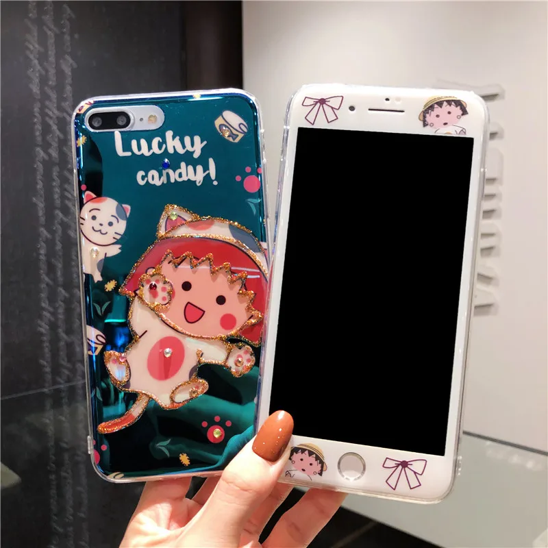 Чехол для iPhone 8 8plus Tarako Sakura + пленка из закаленного стекла Блестящий Мягкий чехол XS