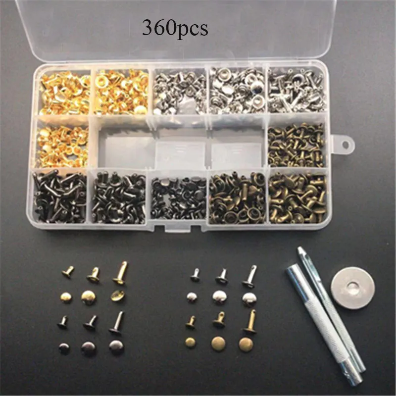 Leather Craft 360 Sets of 6mm8mm Double Rivet Leather Accessories Set Shoes Clothes Leather Accessories Installation Tools