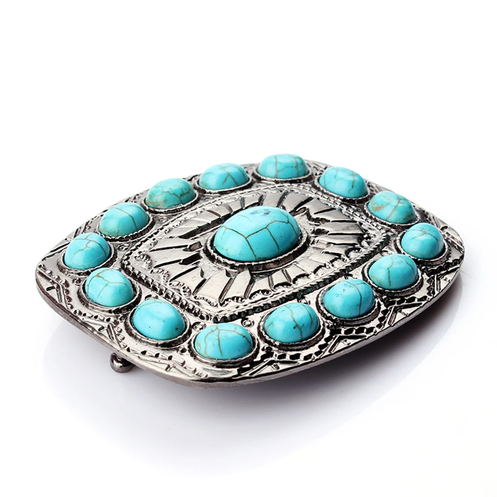 Western Cowboy Belt Buckle Turquoise Hip-hop Belt Accessories Fit Jeans