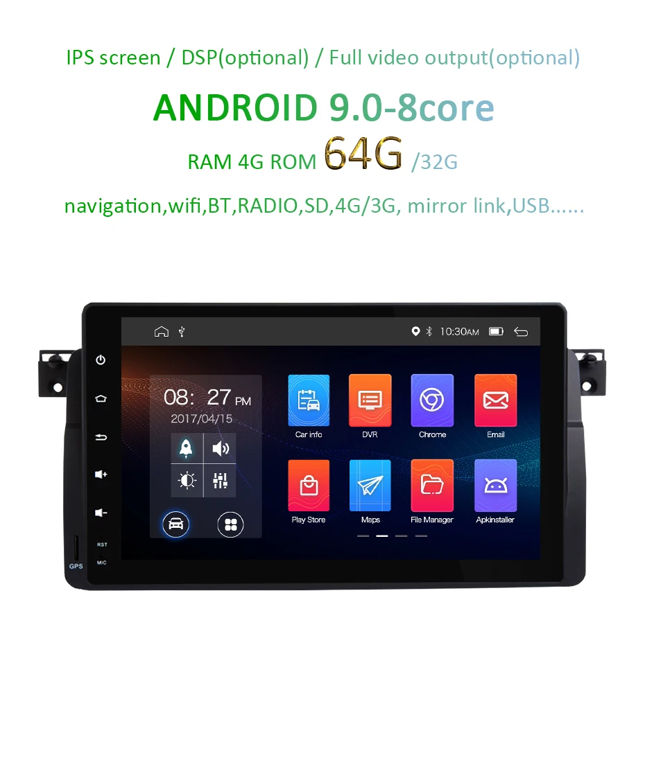 Clearance Android 9.0 DSP IPS screen 64G car GPS for BMW E46 M3 MG ZT Rover 75 320 navigation multimedia AV output carplay NO DVD player 2