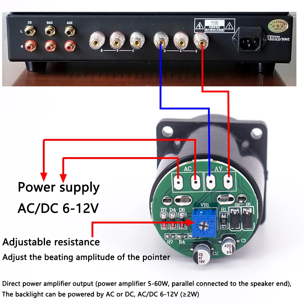 35mm Panel VU Meter 500VU with Green Backlight sound pressure meter+VU level audio meter driver board DC/AC 6-12V input - 2