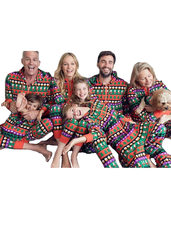 Family Onesies Hooded Christmas Pajamas Family Matching Clothes Outfits Look Father Mother Kids Baby' Nightwear Clothing Family Pajamas - Цвет: Family