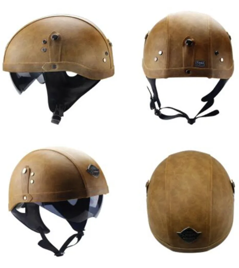 Половина лица мотоциклетный шлем Ретро Рыцарь Шлем крейсер Чоппер capacete встроенный солнцезащитный козырек VOSS-889 Размер M L XL XXL матовый черный
