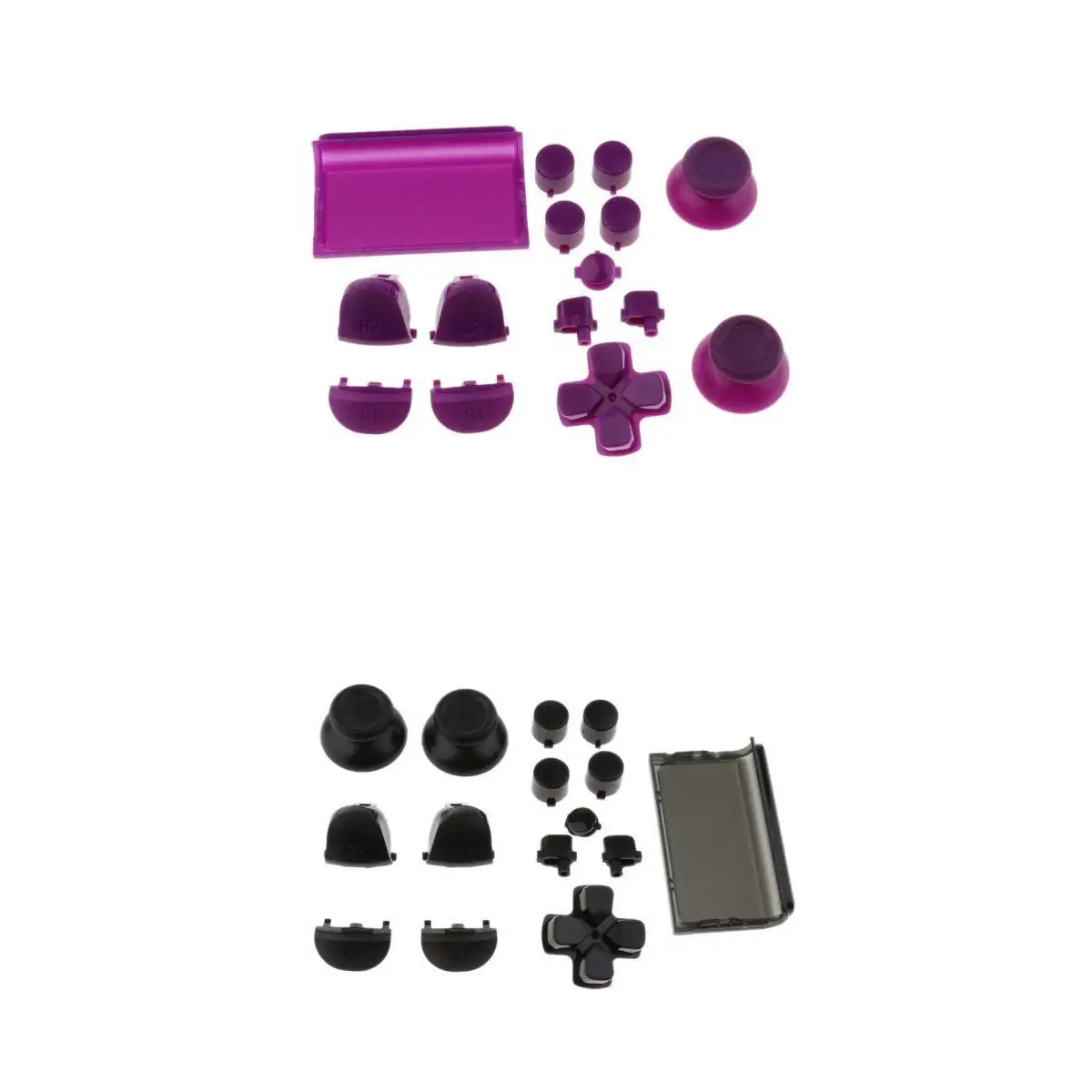 Pack of 2 Touchpad Buttons R1/L1 R2/L2 Repair Kit Trigger Pad Sets for SONY PS4 Slim Controller - Black + Purple
