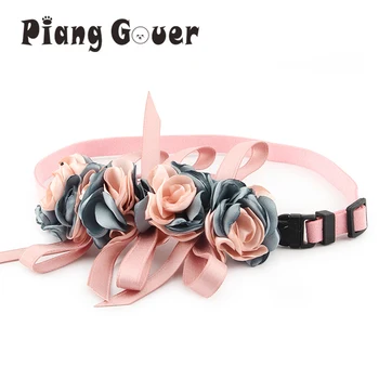 

Wedding Pet Flower Collar Princess Cat Small Dog Necklace Collar Puppy Pet Collars Grooming Accessories Married Party