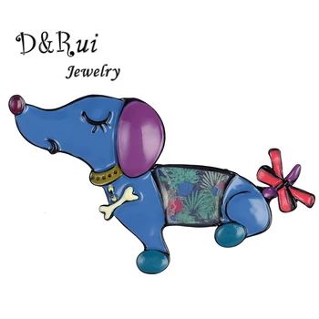 

2019 Classic Fashion Dog Brooch Pins for Ladies New Style Kids Girls Cute Blue Enamel Animal Alloy Jewelry Coat Dress Brooches