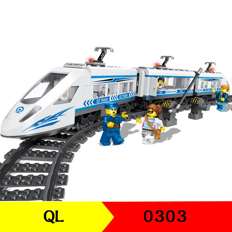 

QL0303 City Series The High-Speed Passenger Train Remote Control Figure Blocks Construction Building Bricks Toys For Children
