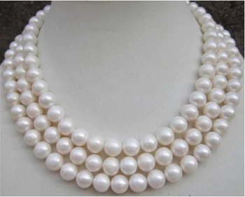 

9-10MM AAA NATURAL PERFECT ROUND SOUTH SEA WHITE PEARL NECKLACE 50" GE4558>Factory Wholesale price Women Giftword Jewelry