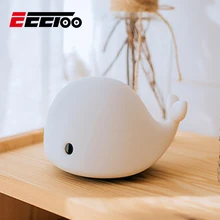 EeeToo силиконовый сенсорный Сенсор светодиодный ночной Светильник для детей 6 режимов животные аккумулятор питание/USB светодиодный ночной Светильник детский ночной Светильник