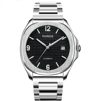 

Parnis 40mm black dial luminous marks sapphire stainless steel square case miyota automatic movement men's wrist watch