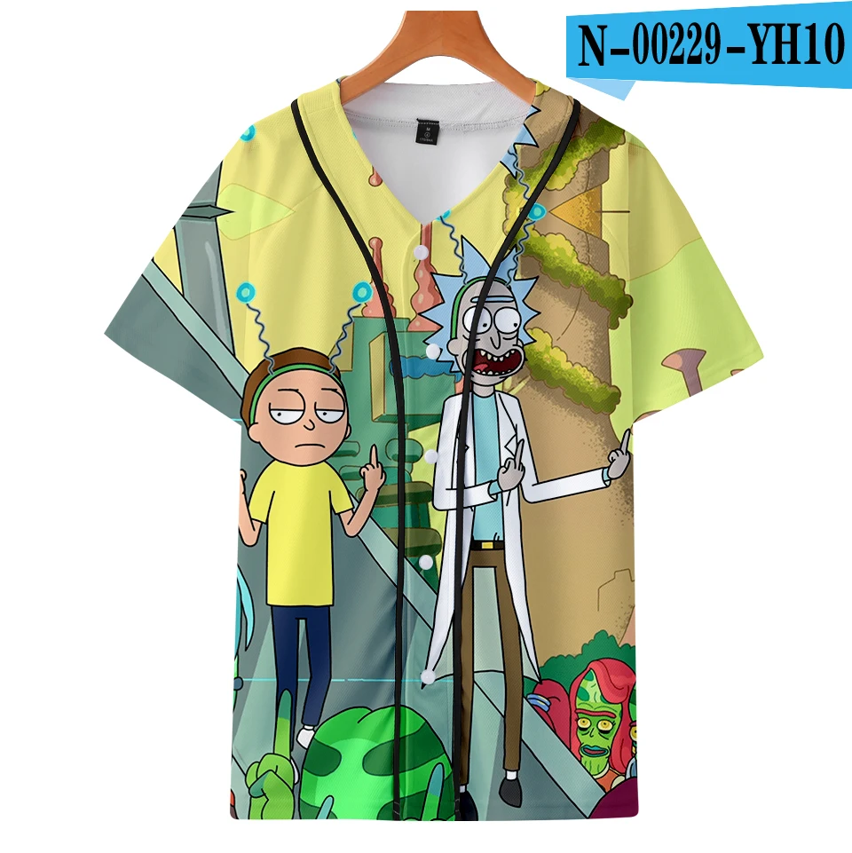 one Rick And marty, мужская рубашка, аниме, летняя, Пляжная, гавайская, рубашки Rick marty 4, мужская, повседневная, короткий рукав, бейсбольная рубашка, 3D принт, мультфильм - Цвет: one
