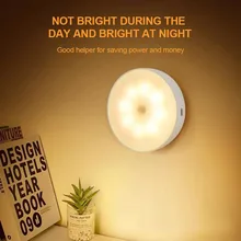 

3W LED Night Light USB Charge Round Induction Lightings for Bath Bedroom Stairs Wardrobe Auto-sensinWall Lamp Cupboard Cabinet