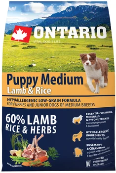 

ONTARIO ONTARIO PUPPY MEDIUM LAMB & RICE nizkozernovoy for medium breed puppies with lamb and rice