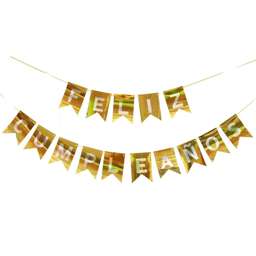 Dovetail pull flag Spanish Feliz Cumpleanos Birthday Banner Party