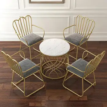 

Nordic backrest armrest dining table and chairs simple dessert shop chair home makeup chair restaurant lounge chair