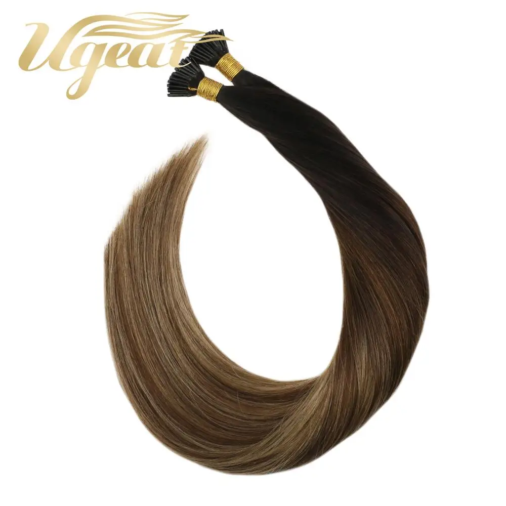 Ugeat, кератиновые волосы для наращивания, предварительно скрепленные волосы Remy fusion, 14-24 дюйма, 40 г/80 г, прямые человеческие волосы Balayage