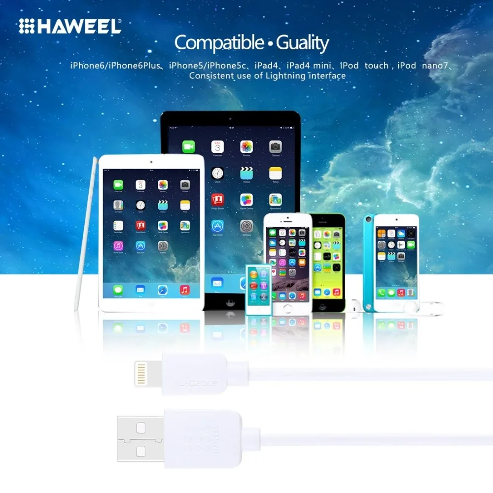 5 шт. кабель HAWEEL USB для iPhone 5 5S SE 6 6S 7 8 Plus X XS Max XR SE провод для быстрой зарядки 1 м usb кабель для синхронизации данных