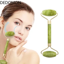 Массажный ролик для лица с двумя головками, Нефритовый камень, для подтяжки лица, для расслабления кожи тела, для похудения, для красоты, для здоровья, для ухода за кожей, инструменты