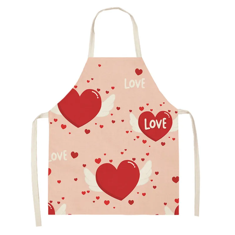 Кухонные фартуки Love Heart для женщин нагрудники из хлопка и льна домашний моющий