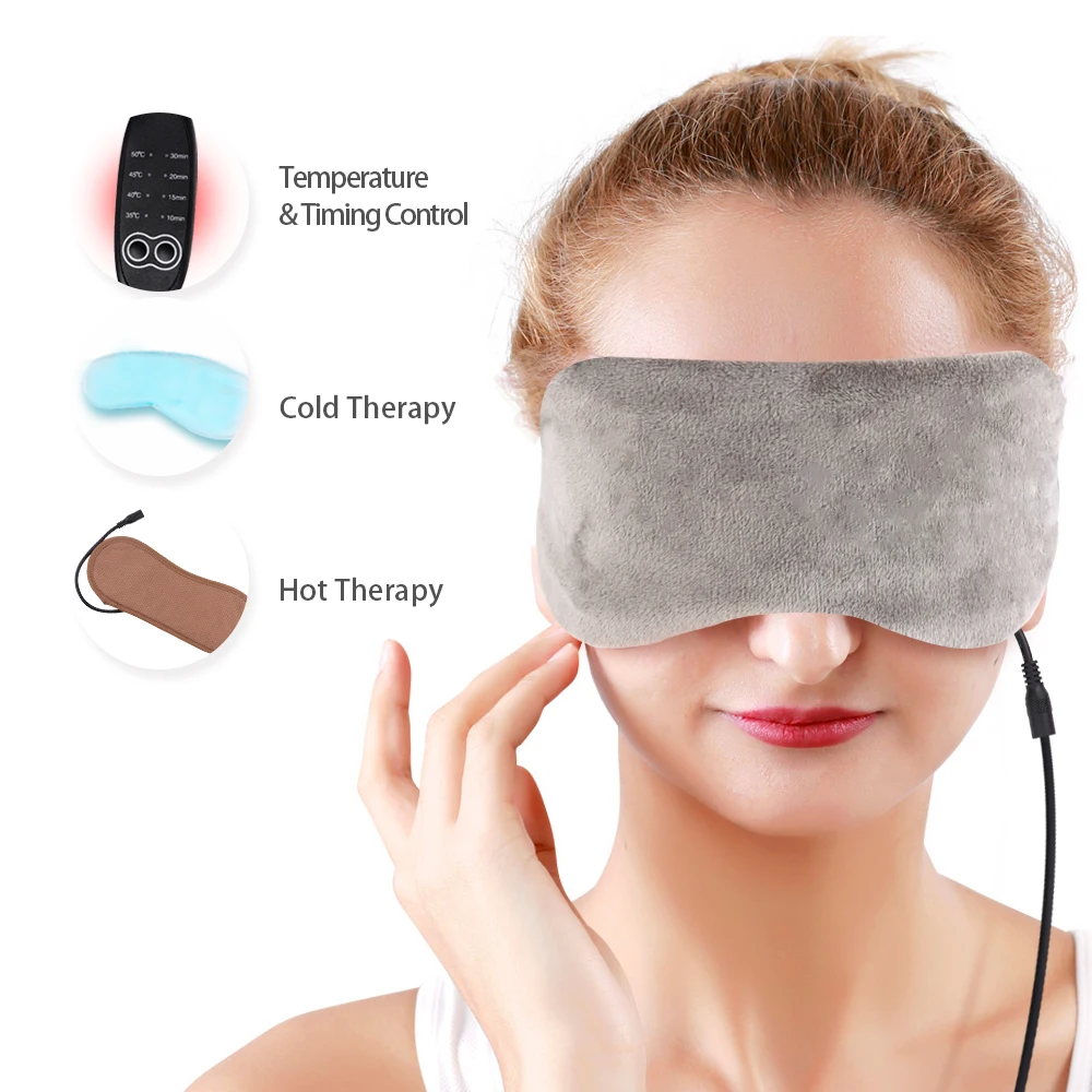 USB Eye Mask Heated Gel Eyes Mask Ice Pack Hot Steam Eye Mask Cooling Cloth Backing Eye Therapy Light Blocking Tired Eyes