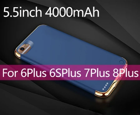 Blue for 5.5inch Зарядное устройство чехол для iPhone 6 6s 7 8 3500/4000 мАч Зарядное устройство для зарядки power Bank чехол для iPhone 6 6s plus 8plus чехол для аккумулятора - Цвет: Blue for 5.5inch