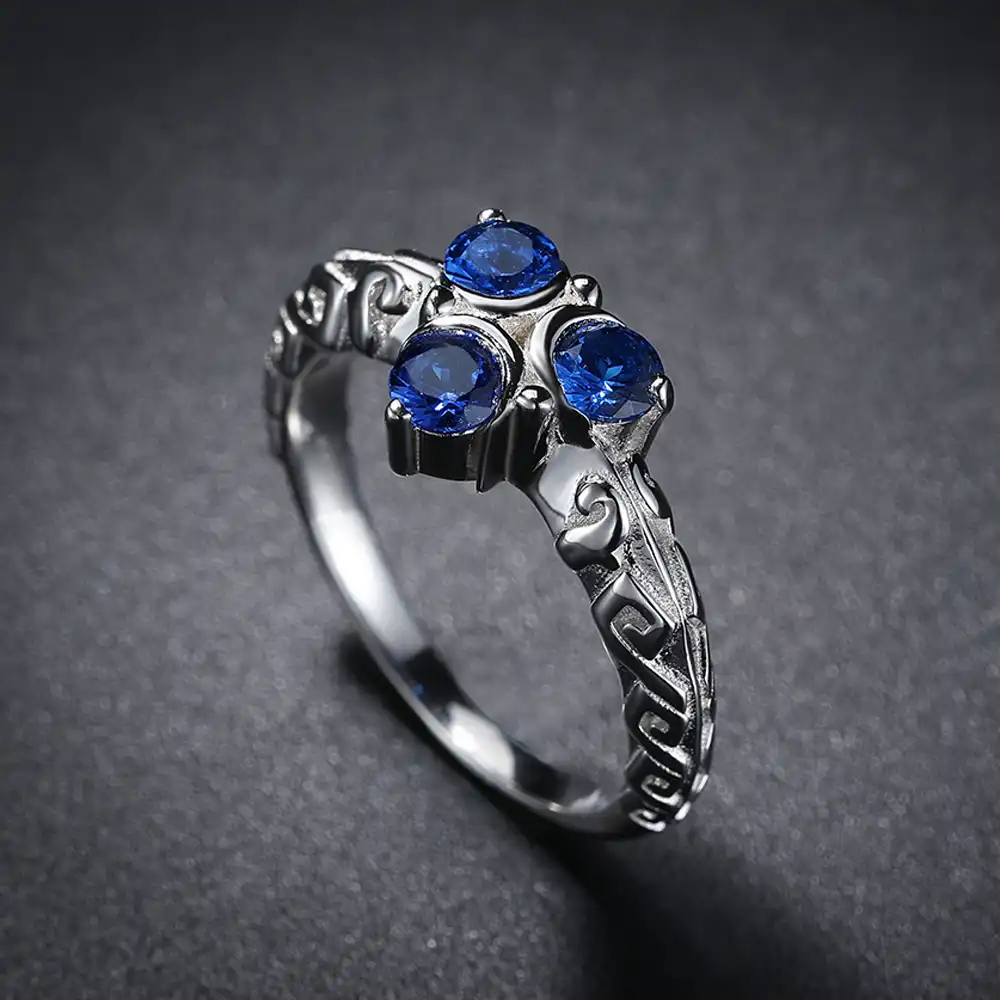 ゼルダリンクゾラのサファイア風のタクトのオカリナ時間925スターリングシルバー婚約指輪 指輪 Aliexpress