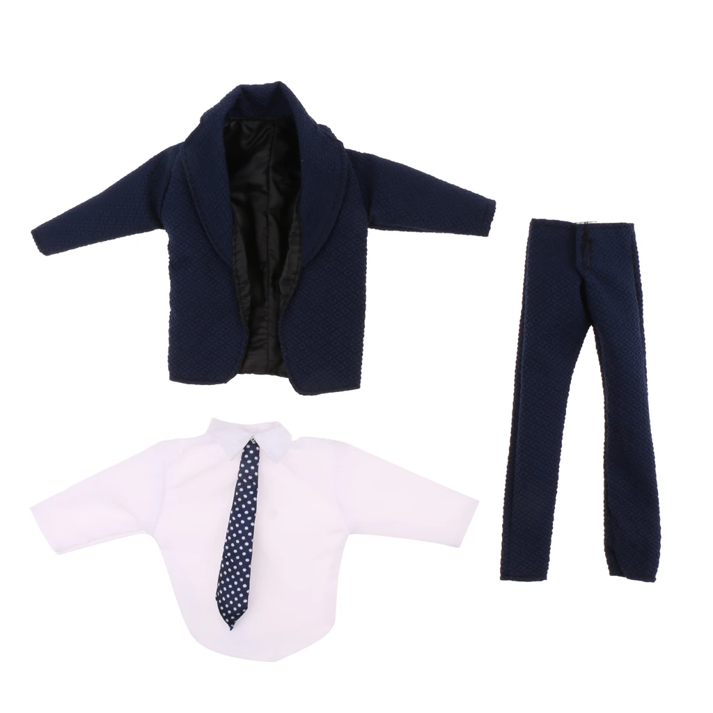3Pcs Modern Doll Clothes Suit Coll Doll Business Suit for  Ken Doll Coat & Shirt & Pant Dark Blue