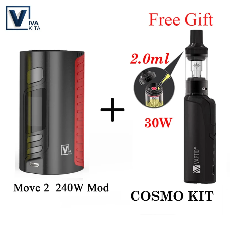 Подарочный набор 240 Вт Батарея мод vape электронная сигарета MOVE 2 240 Вт коробка мод поддержка 18650 батарея мод для 510 набор ниток - Цвет: With Cosmo KIT