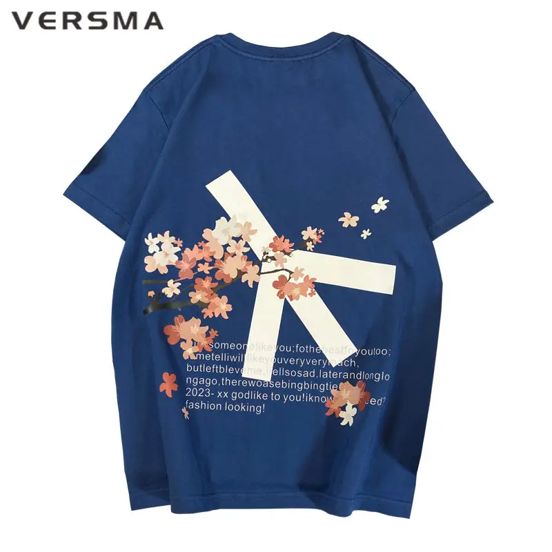 VERSMA в Корейском стиле Harajuku кепки BF цветущая вишня футболка с принтом виде Для