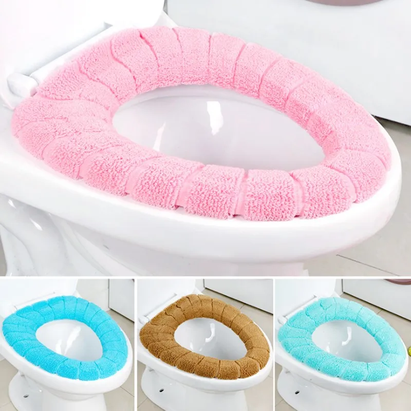 Oshape Toilet Seats Warm Thick Knitted Pumpkin Pattern Toilet Seat