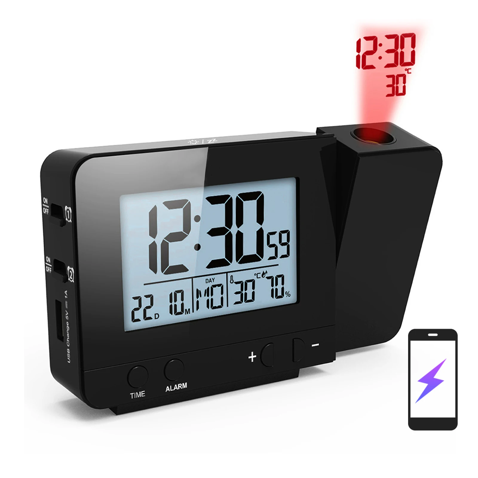 Projection Clock Digital Clock 6 LED Ceiling Clock Desk Bedroom Clock Home & Living Clocks etna