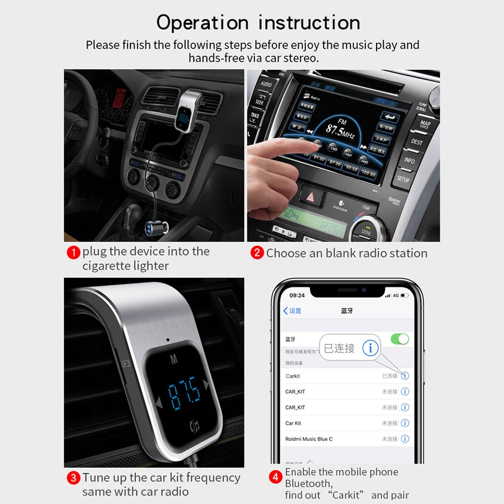 Bluetooth автомобильный fm-передатчик дисплей напряжения двойной USB зарядное устройство MP3 музыкальный плеер автомобильные аксессуары интерьер