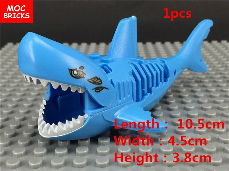 Подводный мир рыба Краб Дельфин призрак зомби Акула КИТ Осьминог развивающие строительные блоки DIY игрушки детские игрушки подарки - Цвет: blue shark