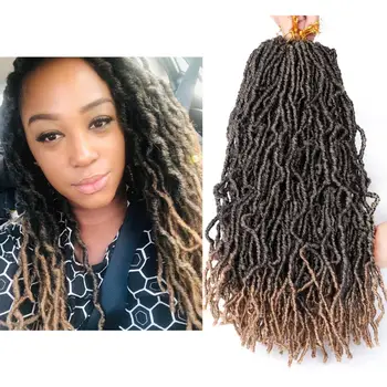 

Saisity Ombre Nu Loks Crochet Hair Synthetic Braiding Hair 21 Strands Extensions Goddess Faux Loks Crochet Braids Hair