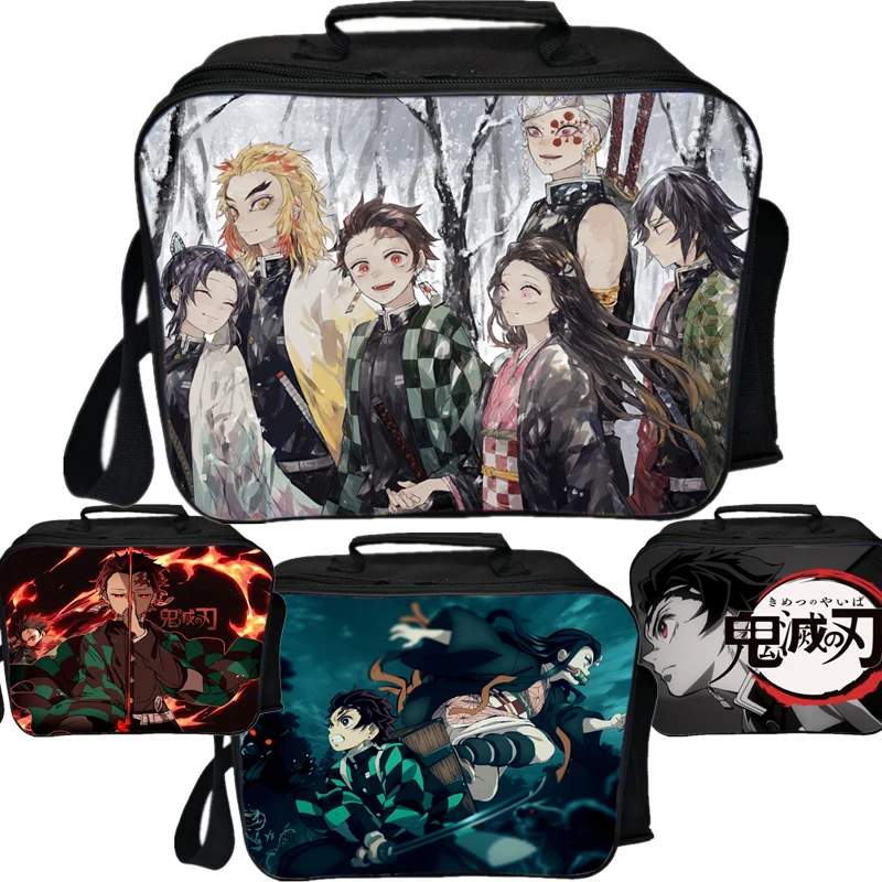 Anime Demon Slayer Lunch Bag Worker Students Kimetsu No Yaiba Lunch Box Child Cooler Bag Picnic Insulation Bag