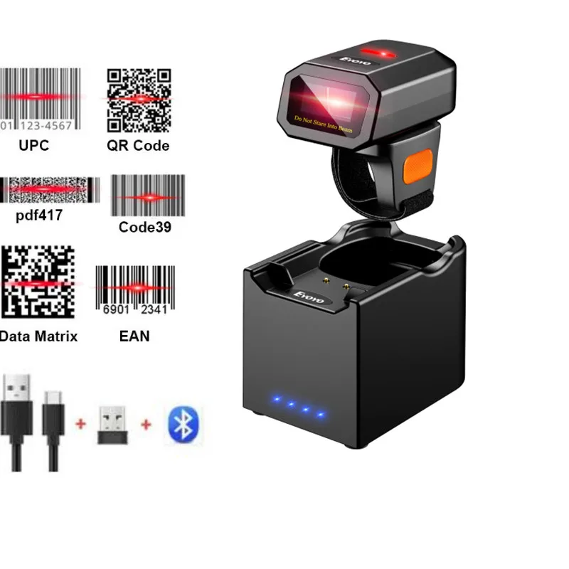 OMABETA Scanner à Main Scanner De Code-barres Portable 2D Sans Fil