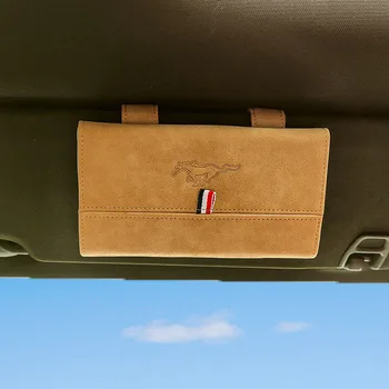 

Car Sunshade Glasses Case Storage Box Sun Visor Clip Clamp Card Holder for Ford Mustang Shelby GT 350 500 Cobra Car Accessories