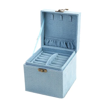 

Storage Bracelet Square Vintage Home Rings Three Layers Jewelry Box European Style Lint Earrings Stud With Handle