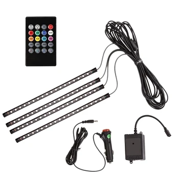 

Car LED Strip Light, 4Pcs 72 LED Multicolor Music Car Interior Atmosphere Lights,with Sound Active Function
