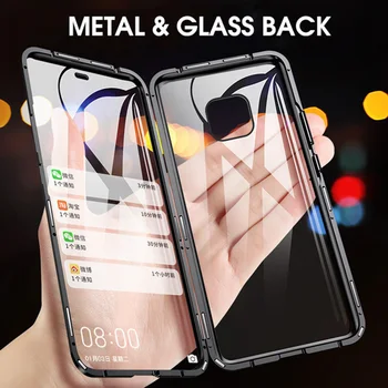

Magnetic Metal Case For Huawei P30 Pro Case P20 Lite Flip Glass Coque For Huawei Mate 30 20 Pro Lite X 5G P Smart Z Case Cover