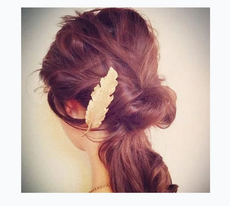 Модные Винтажные золотые форма серебряного листа металлические заколки для волос женские элегантные шпильки заколки для волос женские аксессуары для волос